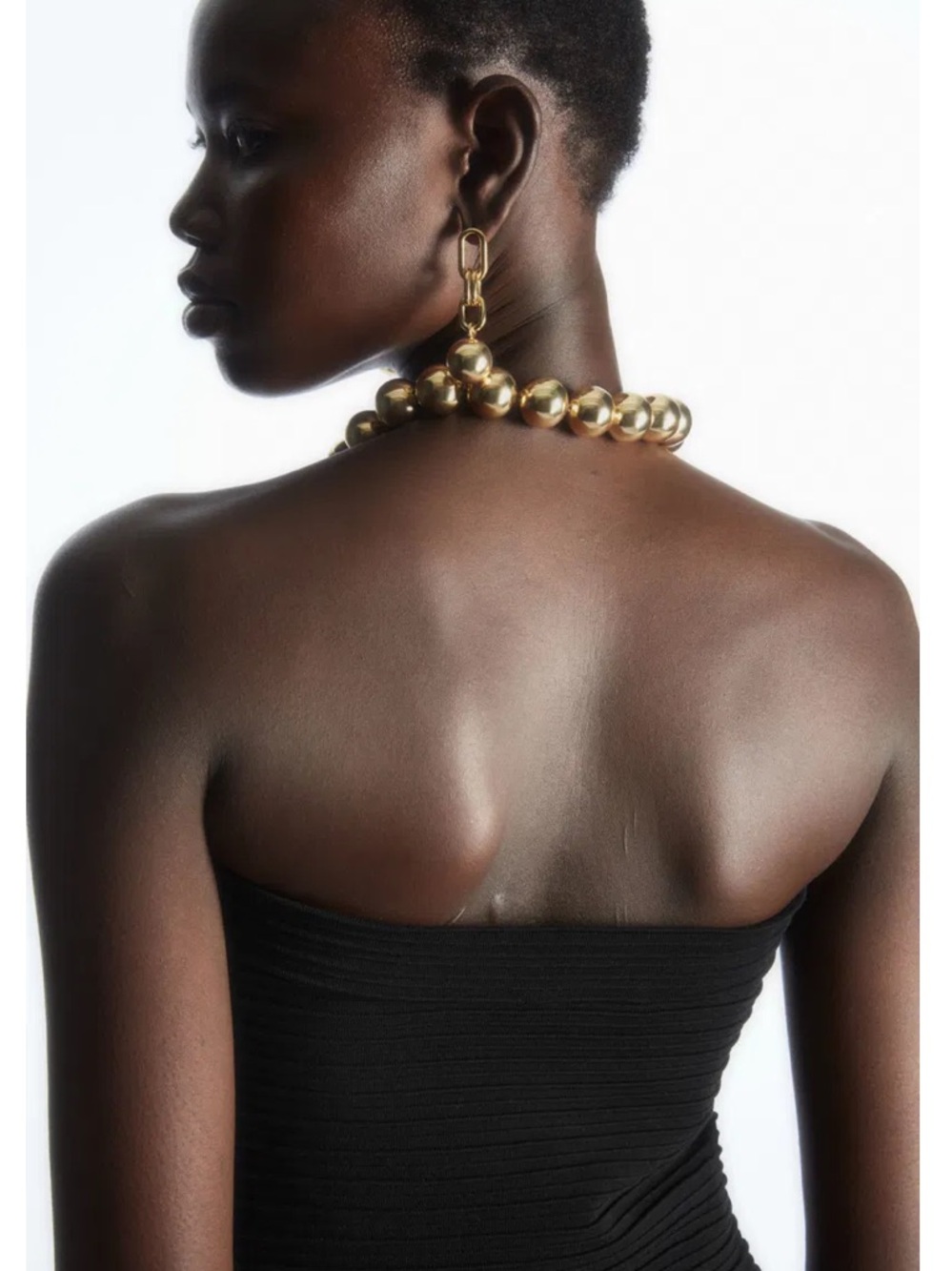 COS Black Ribbed Bandeau Maxi Dress Sheer Pleated Skirt Size XS Like New! - Picture 5 of 12